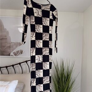 ASOS Black and Cream Checkered Dress